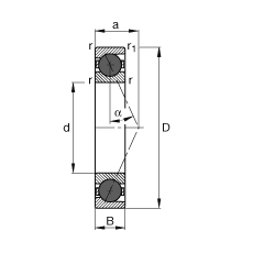 主軸軸承 HCB7017-E-T-P4S, 調節，成對或單元安裝，接觸角 α = 25°，陶瓷球，限制公差