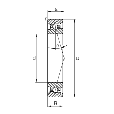 主軸軸承 HS7024-C-T-P4S, 調節，成對安裝，接觸角 α = 15°，限制公差