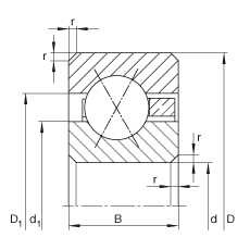 薄截面軸承 CSXC120, 四點接觸球軸承，類型X，運行溫度 -54°C 到 +120°C