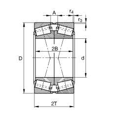 圓錐滾子軸承 33014-N11CA, 根據(jù) DIN ISO 355 / DIN 720 標(biāo)準(zhǔn)的主要尺寸，可分離，X型成對布置，有軸向內(nèi)部游隙