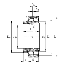 調心滾子軸承 22318-E1-K + H2318, 根據 DIN 635-2 標準的主要尺寸, 帶錐孔和緊定套